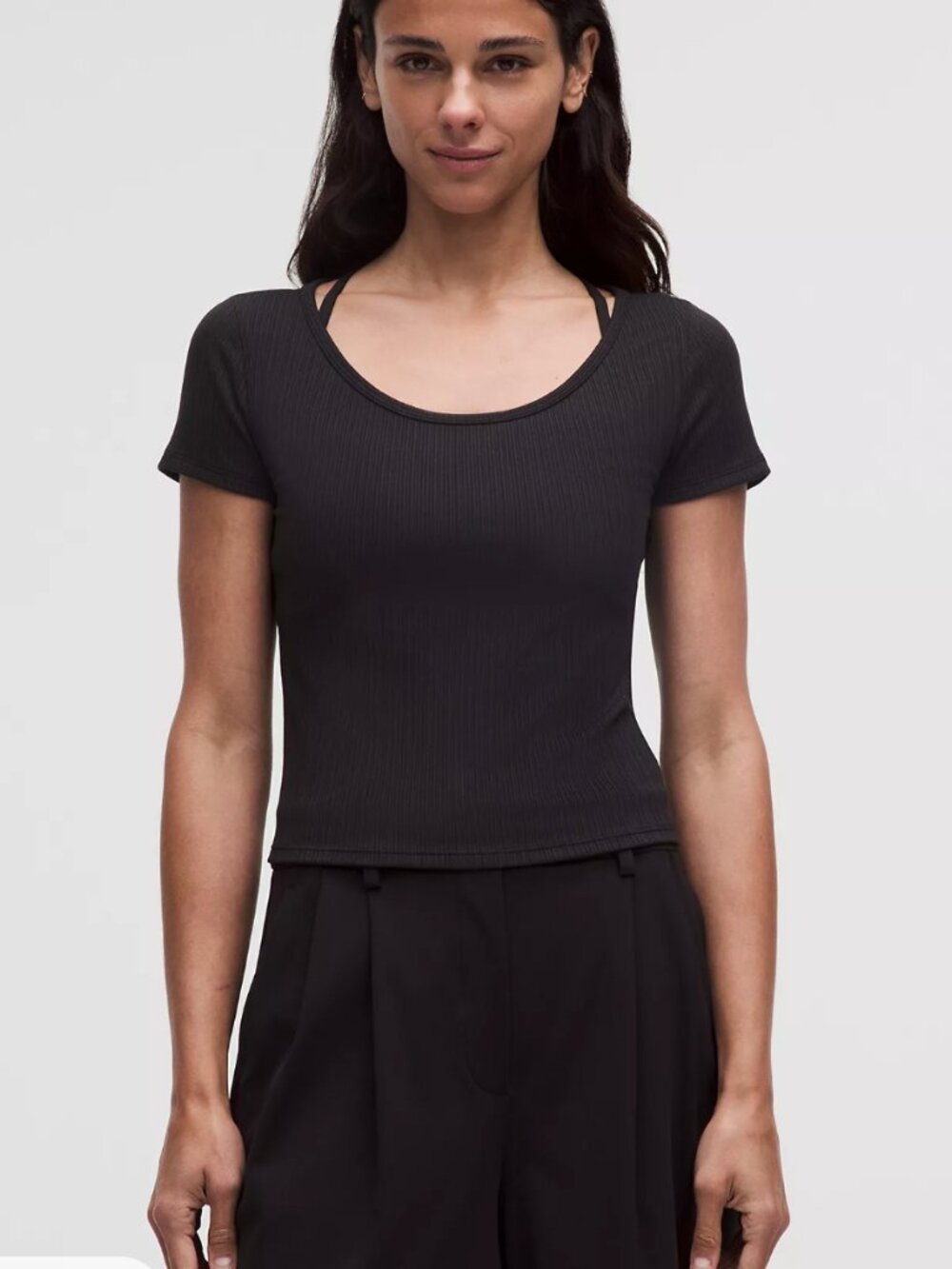 Hold Tight Micro-Rib Cross-Back T-Shirt